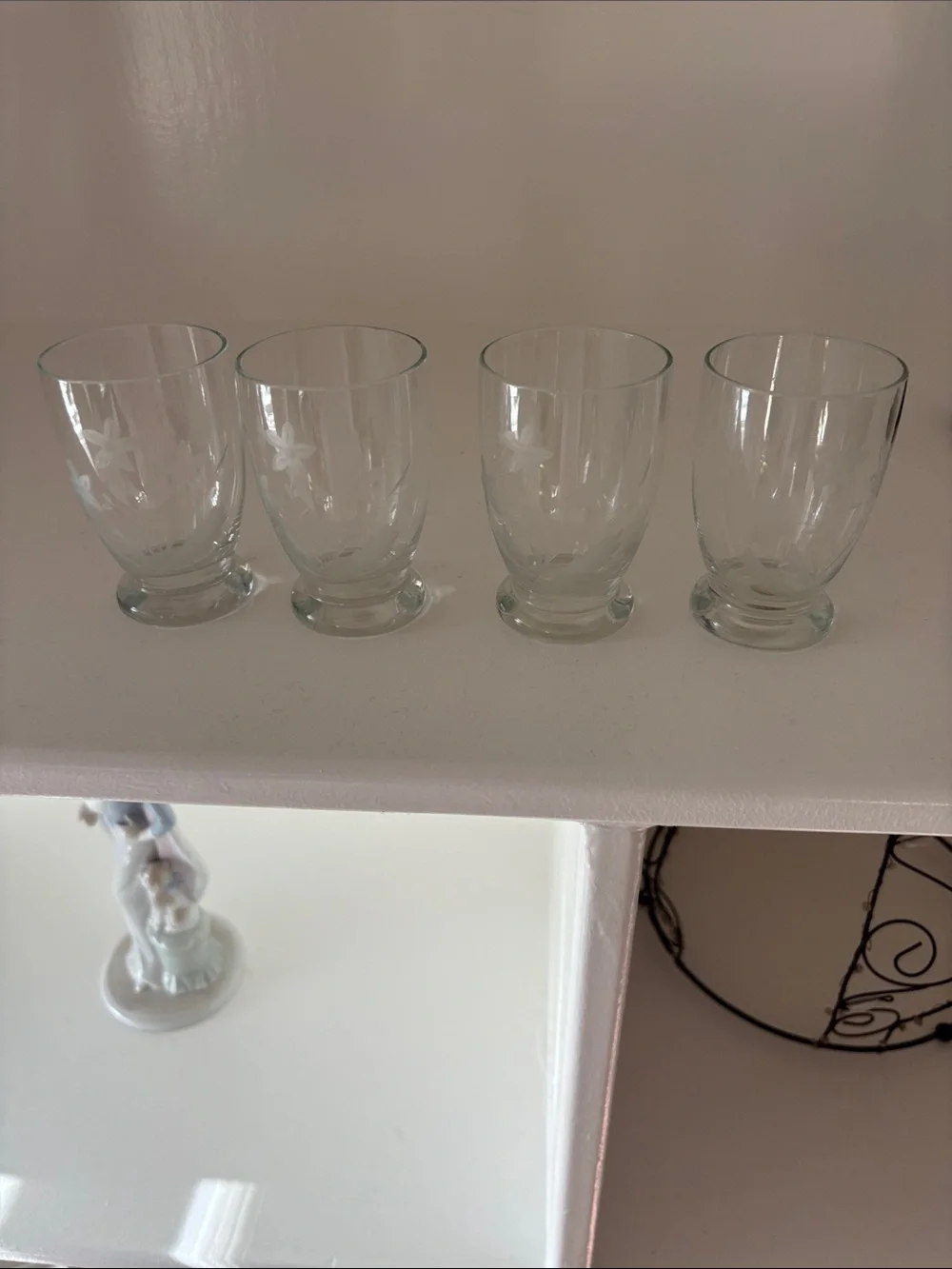 Clear Etched Glass Tumbler Quartet